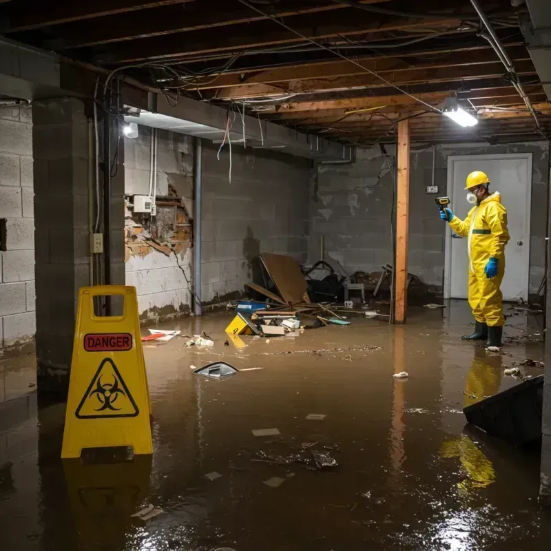 Flooded Basement Electrical Hazard in Sistersville, WV Property